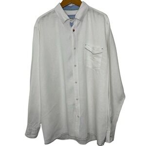 32 Bar Blues white linen‎ button front shirt